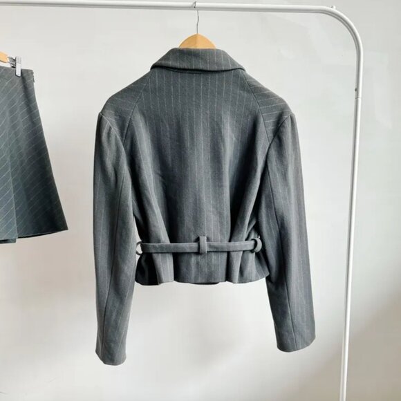 y2k chloe grey wool cropped blazer and mini skirt set - Picture 7 of 9